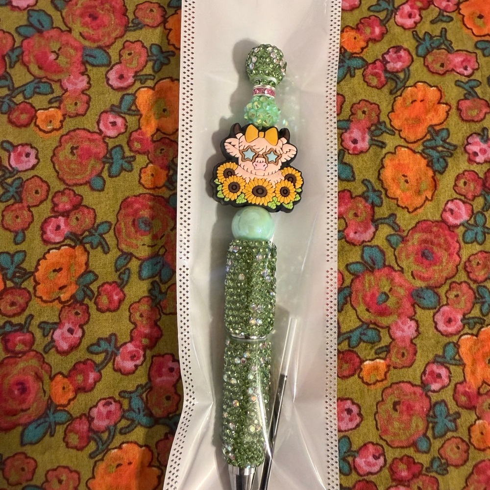 Cow and Sunflower Jewel Pen
